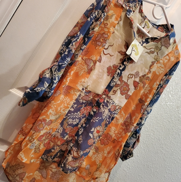 NWT Anthropologie Mixed Media Sheer Blouse - Picture 4 of 12